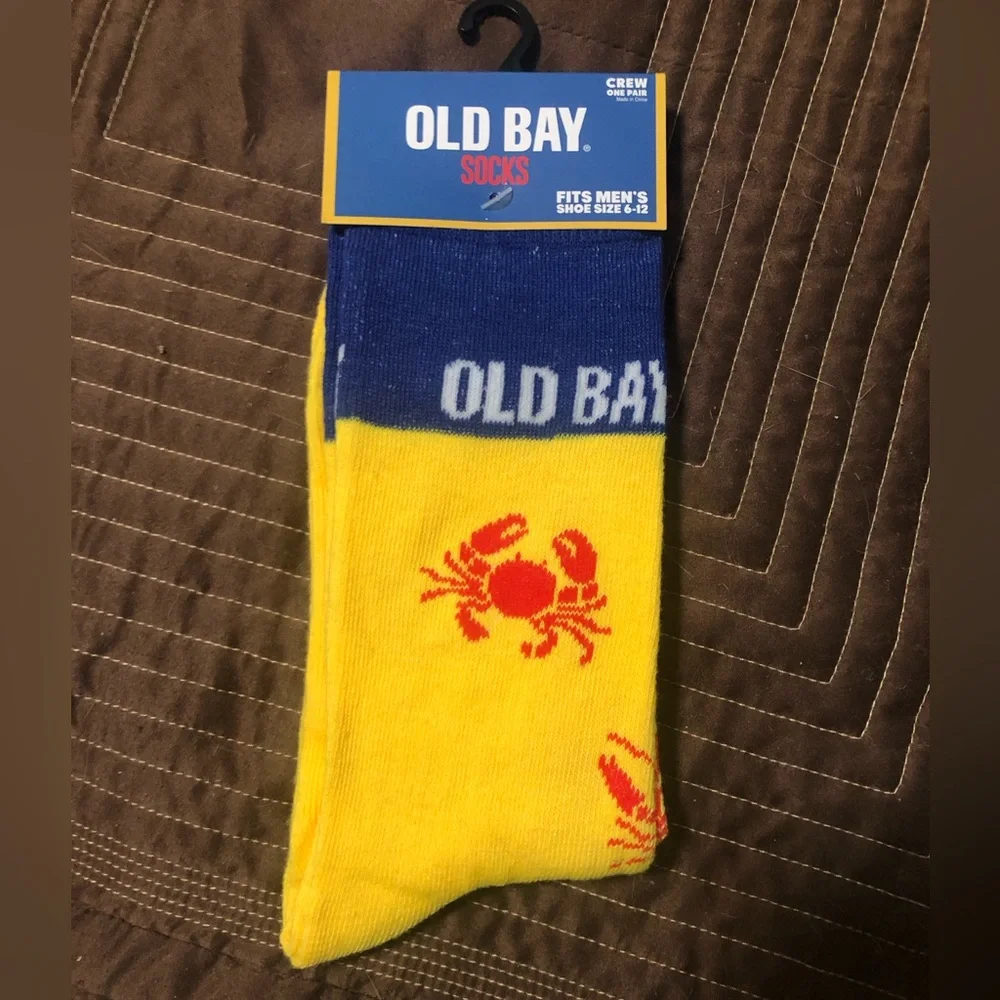2/$20 NWT Old Bay New England Crab Lobster Mens Crew Socks Sz 6 - 12